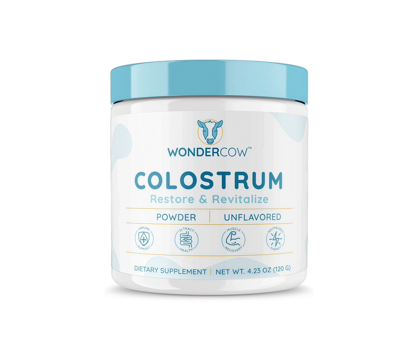 WONDERCOW Colostrum Supplement Powder for Gut Health, Immune Support & Wellness | Natural IgG Pure Whole Bovine Colostrum Superfood, Unflavored, 60 Servings
