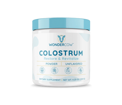 WONDERCOW Colostrum Supplement Powder for Gut Health, Immune Support & Wellness | Natural IgG Pure Whole Bovine Colostrum Superfood, Unflavored, 60 Servings
