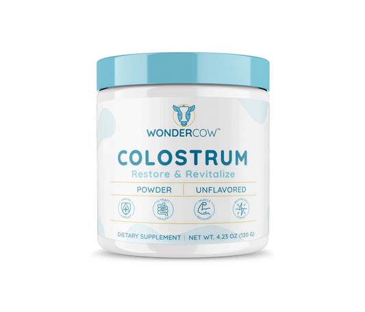 WONDERCOW Colostrum Supplement Powder for Gut Health, Immune Support & Wellness | Natural IgG Pure Whole Bovine Colostrum Superfood, Unflavored, 60 Servings